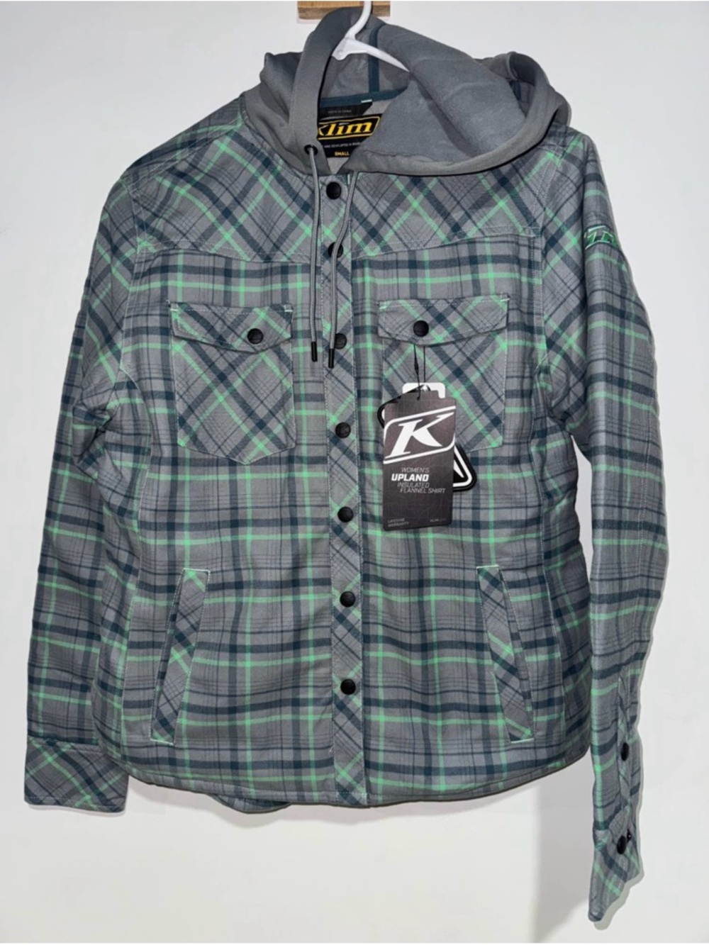 New Klim womens upland plaid insulated flannel spring fall jacket size small